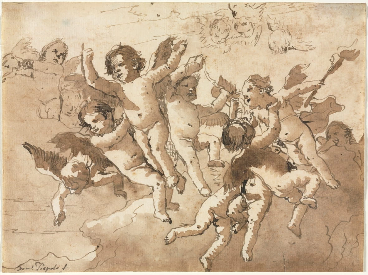 Cupido tra le nuvole con cherubini attendenti - Cleveland Museum of Art